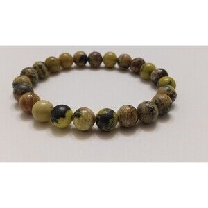Handmade 6 mm Genuine Serpentine Gemstone Stretch Bracelet